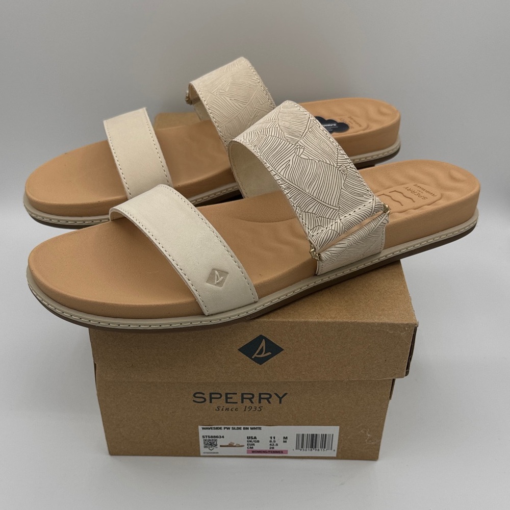 Sperry Top-Sider womens Waveside Plushwave ivory sandals slides size 11 M.